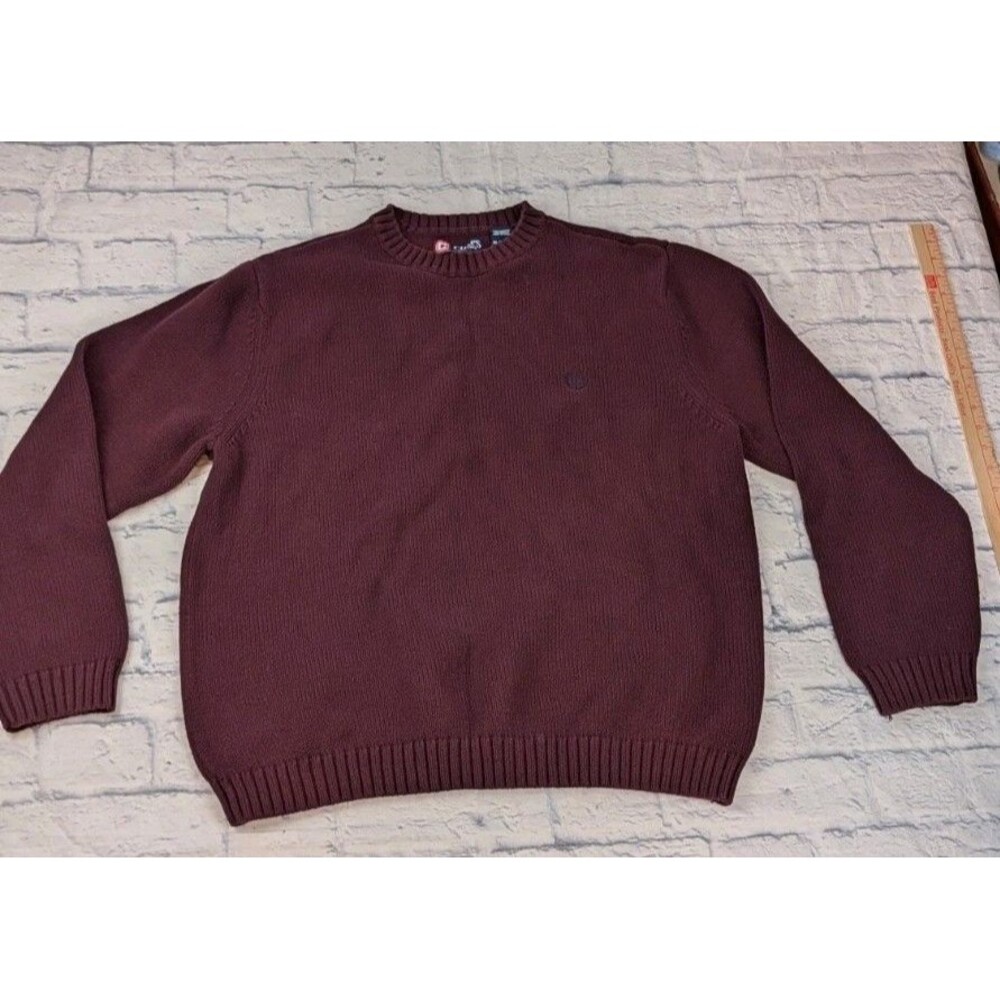 Vintage Chaps Sweater Men’s XL Burgundy 90’s Preppy Retro School Chunky Knit